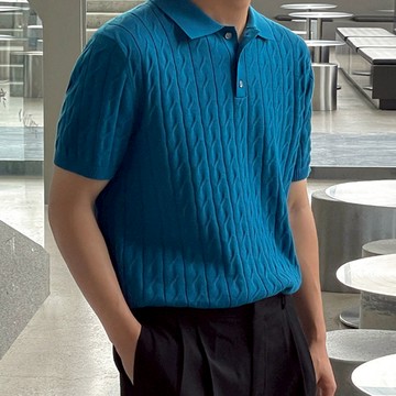 【巴黎精品】現貨+預購 針織衫短袖POLO衫-薄款純色翻領寬鬆男上衣2色a1fy14