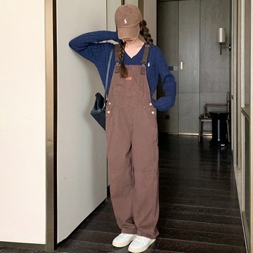 現貨+預購 吊帶褲牛仔長褲大碼寬褲直筒褲落地褲休閒女裝-工裝寬鬆顯瘦闊腳女褲子74ii11【獨家進口】【米蘭精品】