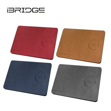 iBRIDGE 急速Qi2無線皮革鼠墊充電器 - 寶石紅