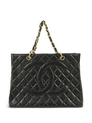 CHANEL Pre-Owned - 1997 CC diamond-quilted tote bag - women - Lamb Skin - One Size - Black
