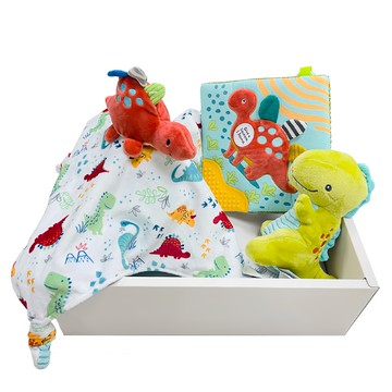 Mary Meyer 蜜兒 臻藏禮盒 安全柔軟布料 手搖鈴、沙沙紙聲響設計  恐龍  1盒