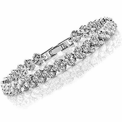 RuRu&jewelry『聖典の花園』ジェム ハート クリスタルブレスレット ホワイトゴールド 可愛い 花 フラワー モチーフ CZ プレゼ