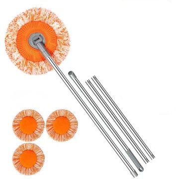 向日葵太陽花萬能拖把 3個花頭（家用除塵撣 天花板地磚清掃 洗車打掃清潔神器 懶人拖把）2米桿+3個花頭+配件