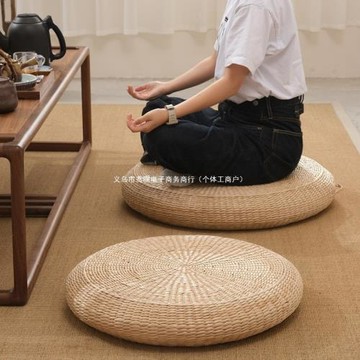 日式草編加厚蒲團茶道坐墊地上禪修拜佛打坐墊家用榻榻米飄窗墊