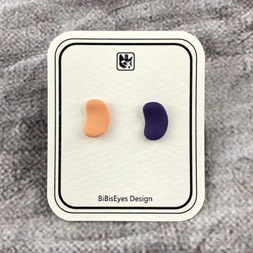 比比趣味嚴選系列-彩色豆豆純銀耳針 (橘+紫)送禮自用兩相宜