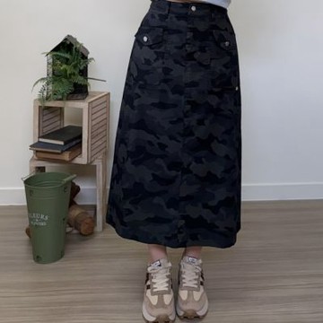 Hana-Mokuba花木馬日系女裝軍裝造型口袋長裙_軍綠