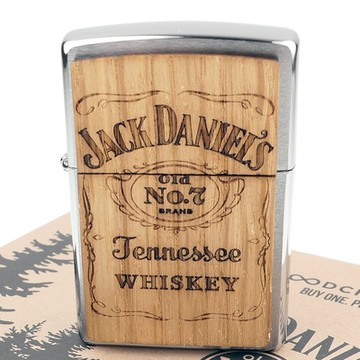 【ZIPPO】美系~Jack Daniel s x WOODCHUCK-酒桶木貼片打火機-買一顆！種一棵樹！