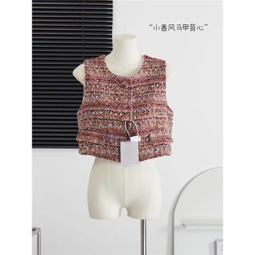 復古名媛氣質外穿馬夾背心2024新夏季小香風百搭顯瘦短款上衣女