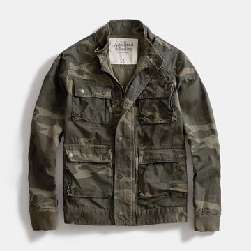 重磅阿美咔嘰迷彩服夾克工裝多口袋外套戶外立領純棉男士工裝上衣