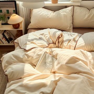 【A類純棉加厚】四件套 被套床單 床上用品 床品套件 磨毛四件套 雙層紗純棉 簡約北歐風 親膚透氣 四季通用