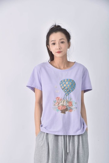 (L) 大圖紫色短袖上衣