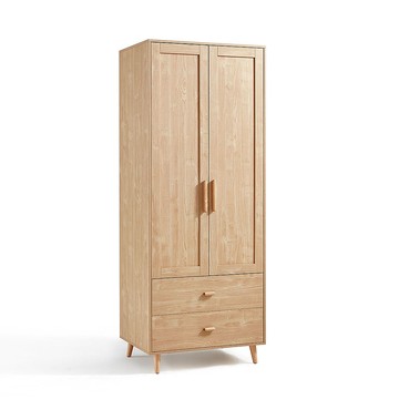 hoi! 林氏木業北歐簡約原木色高腳雙門雙抽衣櫃 AC10D