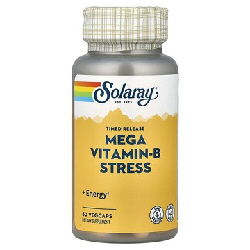Solaray, 緩釋，Mega Vitamin-B Stress，60 粒素食膠囊