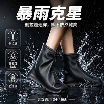 台灣出貨✨ 防水鞋套 防滑加厚雨鞋套 耐磨戶外雨靴套 反覆使用防暴雨 中筒防濺 男女通用 34-46碼適用