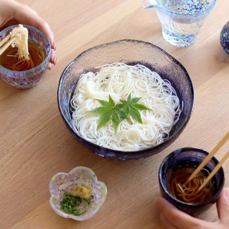 TOMICRAFT 江戸硝子 うきよ そうめんセット(そうめん 食器セット 夏 食器 和食器 ガラス食器 そばちょこ セット そうめん鉢 ペア食器  素麺鉢 ガラス 蕎麦猪口) | LINEショッピング