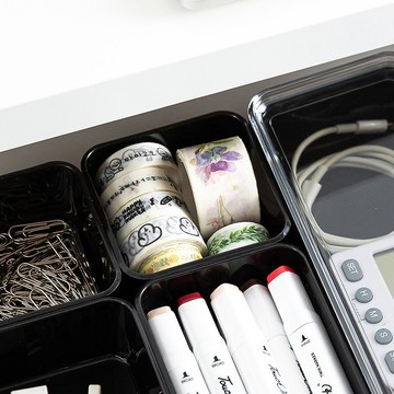 日本霜山 PET抽屜分隔/鏡櫃用可層疊收納盒-S-3入-多色可選