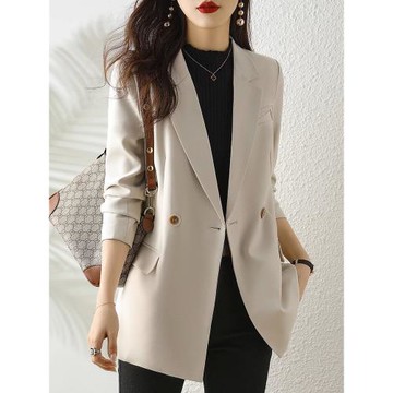 潮牌高級感西裝外套女2025春秋新款韓版休閑寬松雙排扣小西服上衣