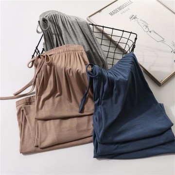 夏季莫代爾垂墜感闊腿褲冰絲拖地長褲女高腰銅氨絲寬松薄款休閑褲