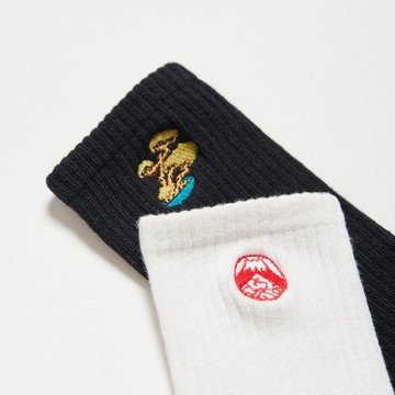 江戶勝 日系 中性 盆栽刺繡長襪(兩雙1組) #襪子