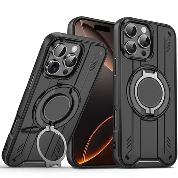 高品質軍規防摔殼 360°旋轉磁吸支架 手機殼 適用iPhone16 15 ProMax 蘋果14 i13 12 i11
