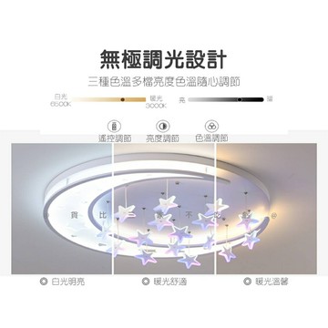 月亮星星吸頂 LED吸頂 月亮造型 臥室燈飾 房間佈置 兒童房主燈 LED無極調光 星空吸頂 可遙控 童趣吸頂