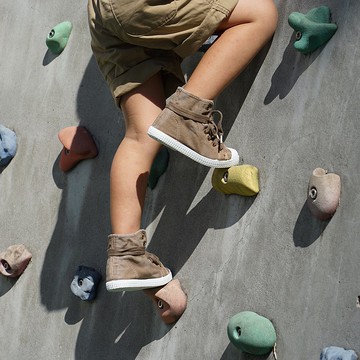 西班牙帆布鞋 高筒款 洗舊布料 駝色 香香鞋 61777 46