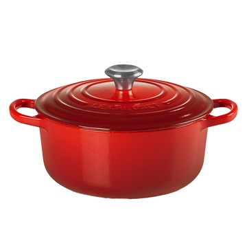 NLE CREUSET 圓型鑄鐵鍋 黑頭  20cm  櫻桃紅  1個