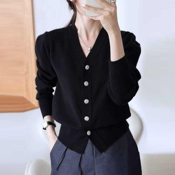 正韓罩衫 排釦針織外套SOM1050-創翊韓都