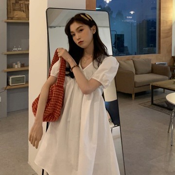 白色襯衣娃娃連衣裙女夏季年新款裙子氣質韓版寬松顯瘦短裙潮