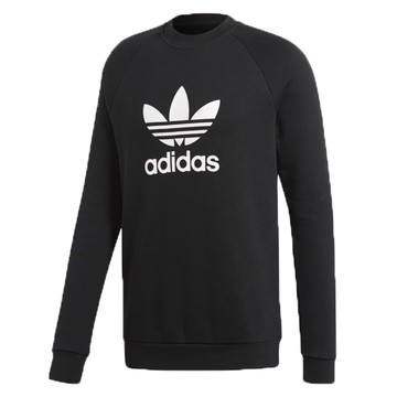 【現貨下殺】Adidas 男裝 長袖上衣 大學T 三葉草 黑【運動世界】CW1235