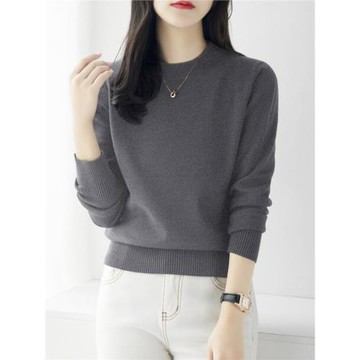 春季2025新款高級灰色半高領寬松針織打底衫女裝加厚慵懶內搭毛衣