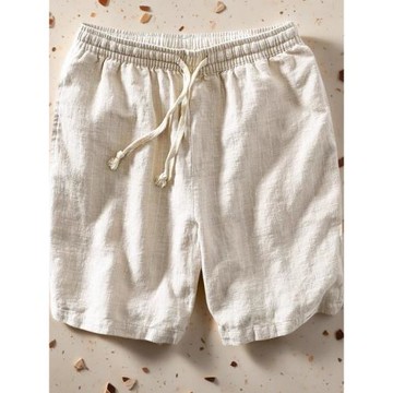 仿亞麻休閑短褲男夏季薄款寬松透氣五分褲子男士仿麻運動中褲男款