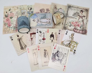 Jane Austen Regency Garden tea party washi tapes, playing ca