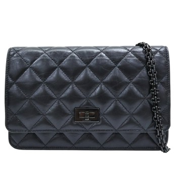 CHANEL 香奈兒 黑色 菱格紋 羊皮 So Black 2.55 WOC 肩背包 【二手名牌BRAND OFF】