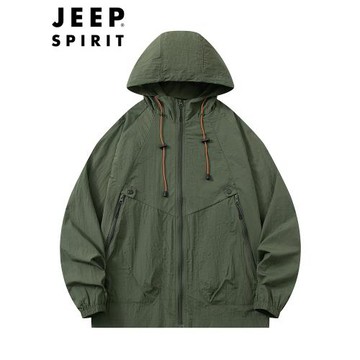 JEEP SPIRIT男士休閑連帽防曬衣男女同款夏季防曬服登山旅游外套