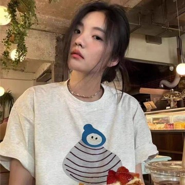 本土出貨 純棉短袖 短袖T恤 T恤女 100%純棉短袖t恤女新款爆款夏季白色寬鬆設計感小衆美式上衣Uf R