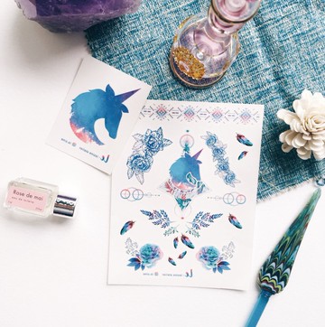 獨角獸 夢幻紋身貼紙一套
