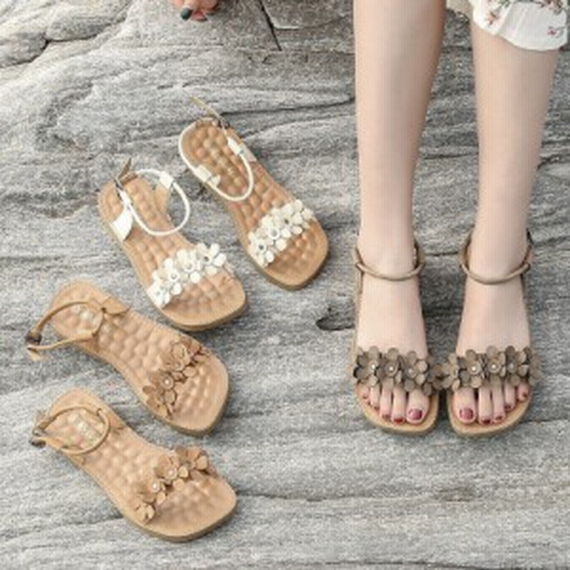 サンダル レディース ビーチサンダル ぺたんこ フラット 歩きやすい サマーサンダル アンクルストラップサンダル 花柄 大きいサイズあり 通販 Lineポイント最大1 0 Get Lineショッピング