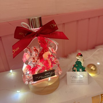許願聖誕樹浮游花永生花夜燈禮盒-經典聖誕紅 交換禮物/聖誕禮物