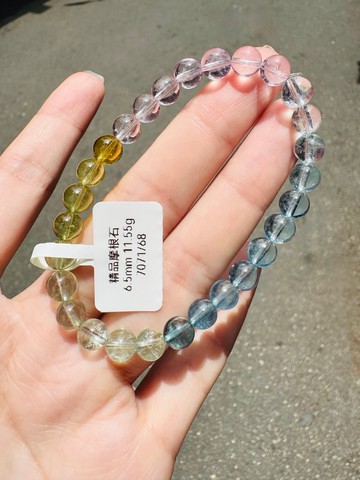 精品級自用天然彩色摩根石水晶6.5mm11.55g釋放壓力情感療癒