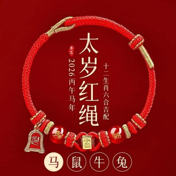 🚀隔日達出 可開統編❤️2026本命年紅繩手鍊屬馬鼠牛兔紅色編織繩太歲護身符男女馬年手繩