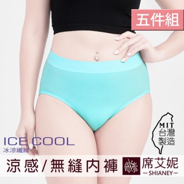 席艾妮SHIANEY 台灣製造(5件組)中大尺碼彈力舒適內褲 超透氣冰涼纖維 馬卡龍色系款