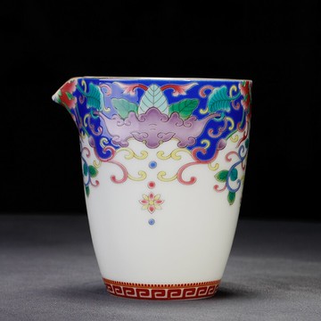 陶生活 陶瓷琺瑯彩公道杯 大號手繪青花茶海純手工分茶器功夫茶具