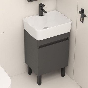 免運 開立發票 洗手盆 陶瓷洗手盆 浴室洗臉盆 陽台洗手盆 實木浴室柜陶瓷一體盆2024新款小戶型40cm落地洗手盆柜組合洗臉盆特惠/工廠現貨 特價出 Z1121