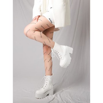 尚品家白色厚底馬丁靴女英倫風防水臺辣妹朋克增高跟小個子中筒靴