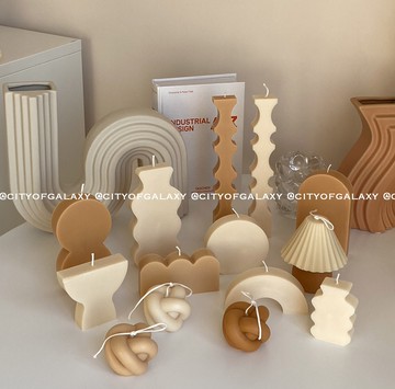 自制幾何蠟燭無香味臺燈雕塑擺件抽象藝術韓國ins