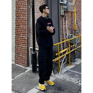 高街oversize寬松加絨無帽衛衣男秋冬季潮牌美式嘻哈情侶圓領外套