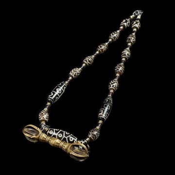 18-19世紀日本東密法器-五股金剛杵.西亞古珠頸鍊(鍊長58公分)