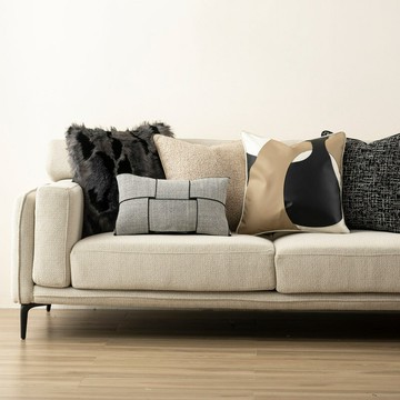 『百貨屋二號』現代輕奢皮革拼接抱枕黑色咖色靠枕套沙發客廳酒店樣板間高檔靠包