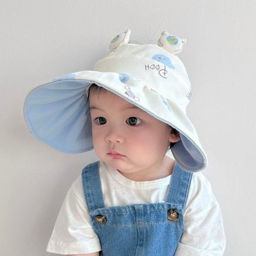 🍭臺灣出貨🍭嬰兒防曬帽子夏季可愛純棉寶寶空頂太陽帽薄款男童女孩大檐遮陽帽
